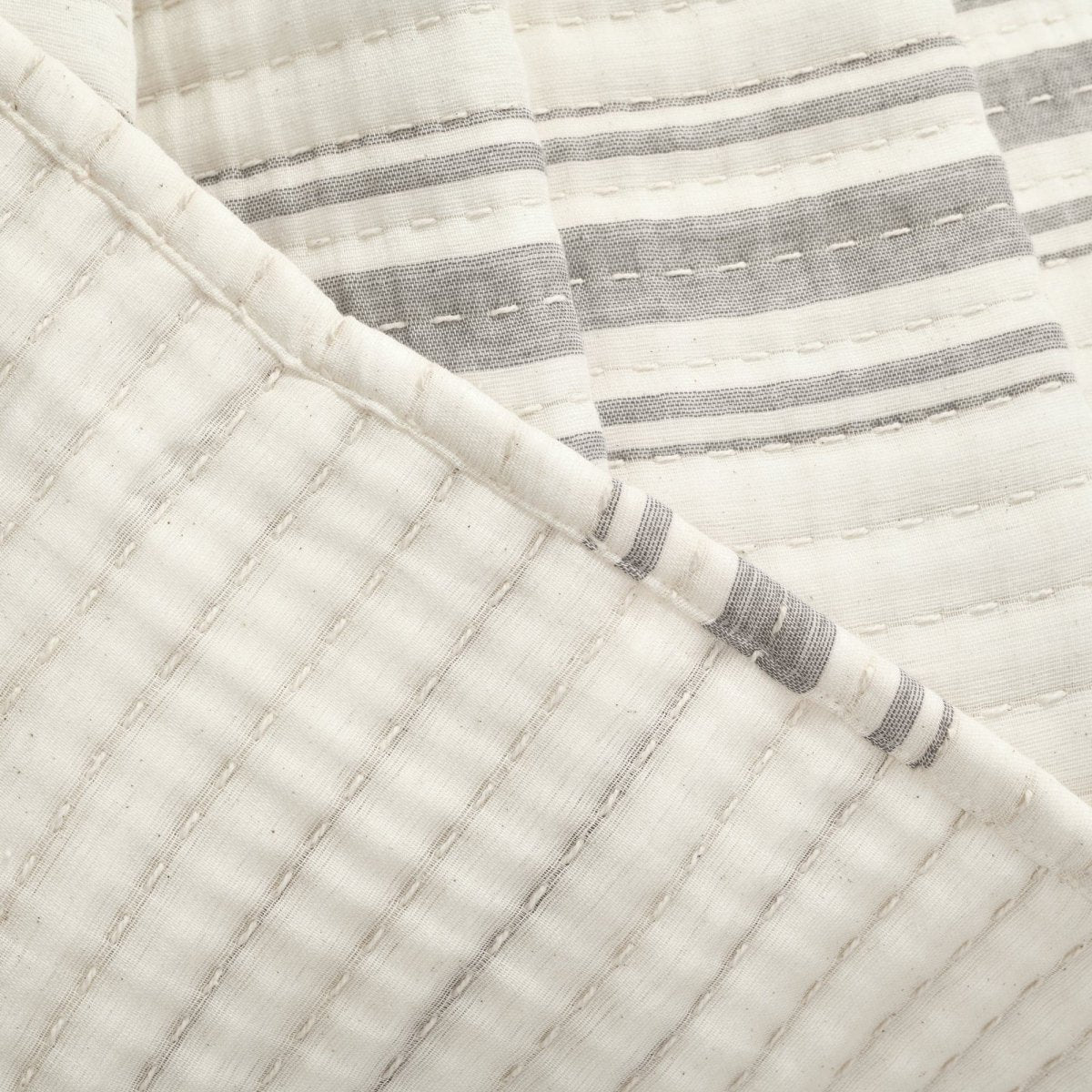 Farmhouse Stripe Kantha Pick Stitch Yarn Dyed Cotton Woven Throw - Image 11
