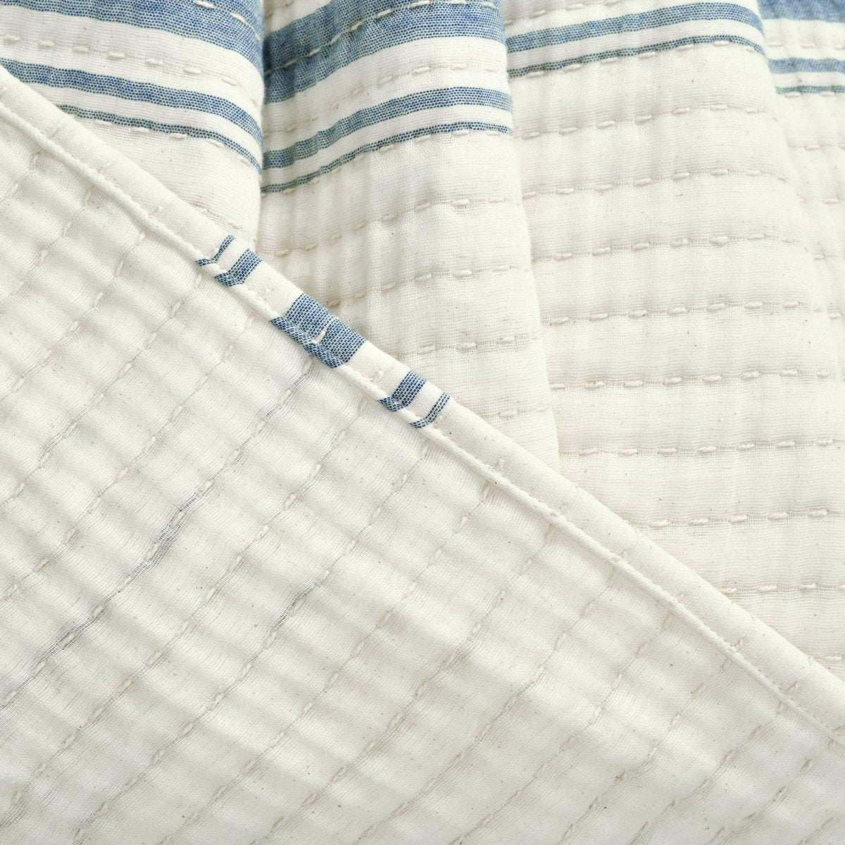 Farmhouse Stripe Kantha Pick Stitch Yarn Dyed Cotton Woven Throw - Image 12