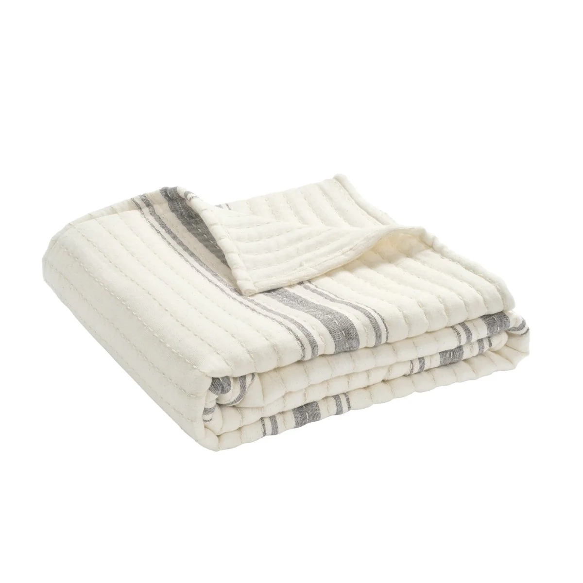 Farmhouse Stripe Kantha Pick Stitch Yarn Dyed Cotton Woven Throw - Image 14