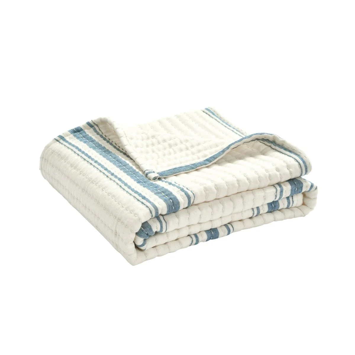 Farmhouse Stripe Kantha Pick Stitch Yarn Dyed Cotton Woven Throw - Image 15