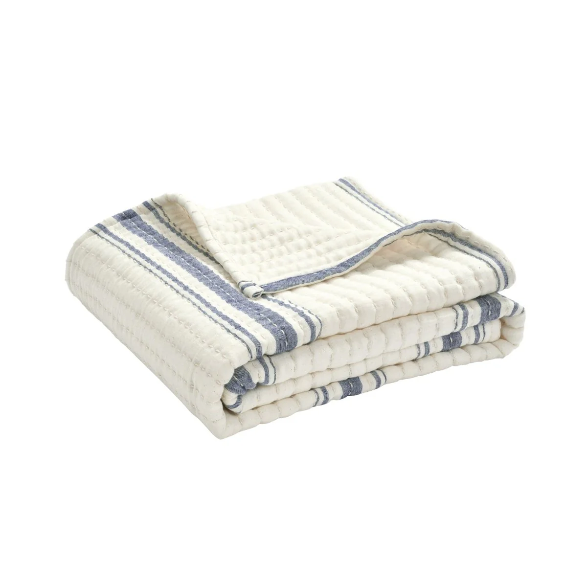 Farmhouse Stripe Kantha Pick Stitch Yarn Dyed Cotton Woven Throw - Image 3