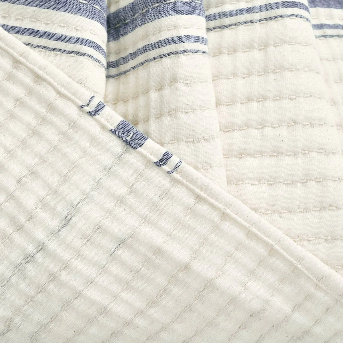 Farmhouse Stripe Kantha Pick Stitch Yarn Dyed Cotton Woven Throw - Image 4