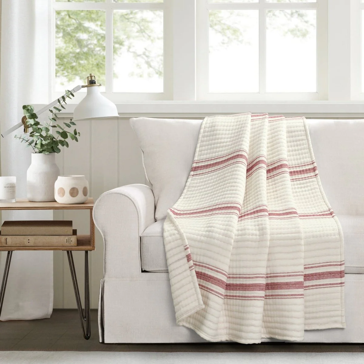Farmhouse Stripe Kantha Pick Stitch Yarn Dyed Cotton Woven Throw - Image 7