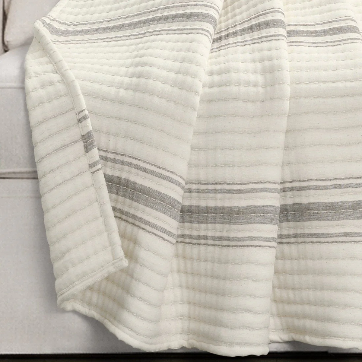 Farmhouse Stripe Kantha Pick Stitch Yarn Dyed Cotton Woven Throw - Image 8