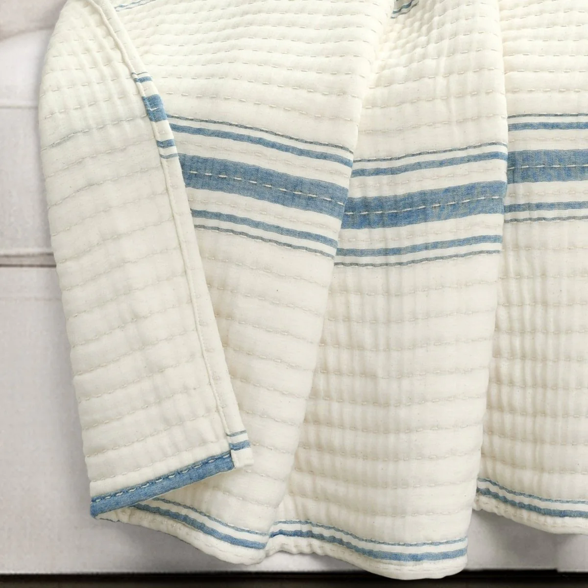 Farmhouse Stripe Kantha Pick Stitch Yarn Dyed Cotton Woven Throw - Image 9