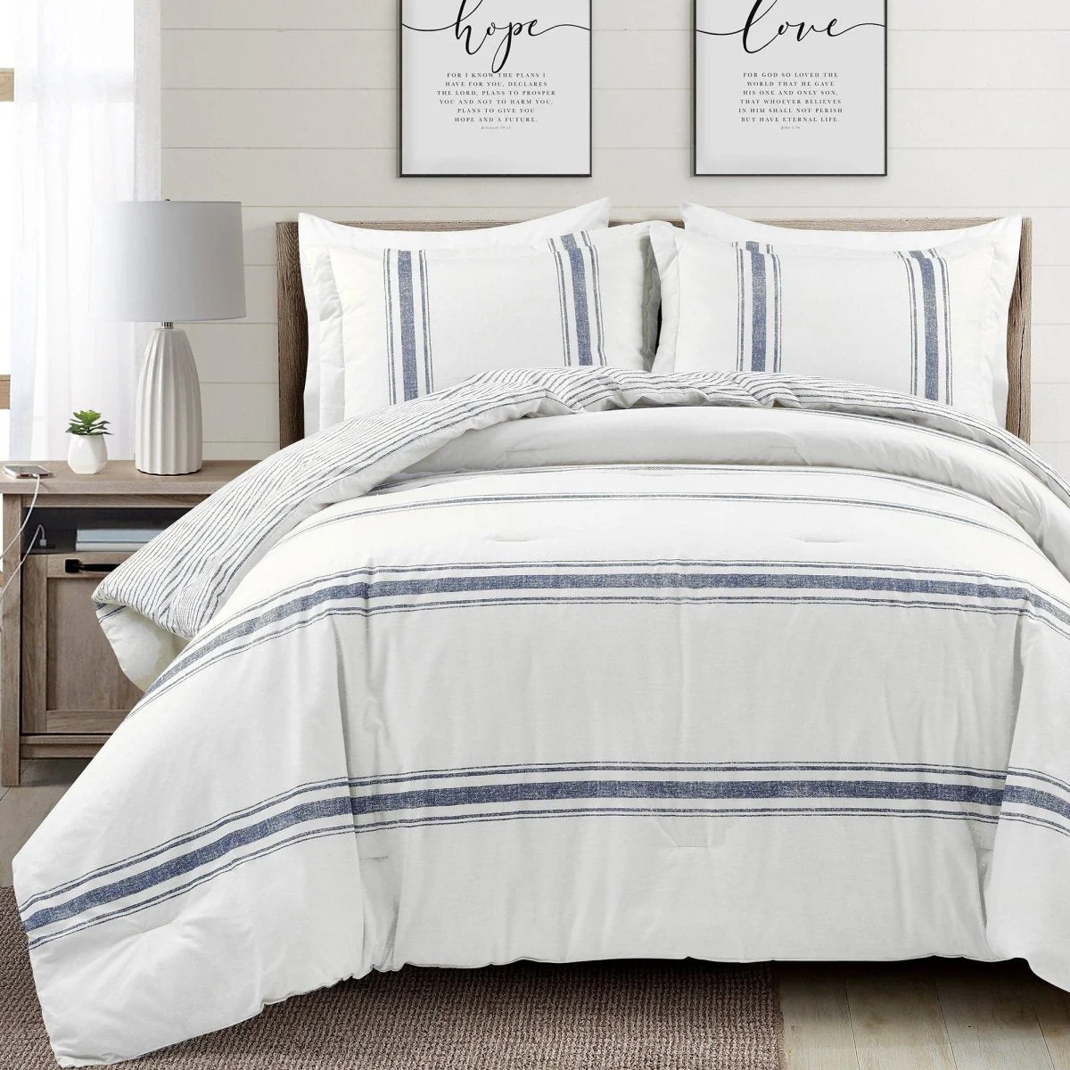 Farmhouse Stripe Reversible Comforter Set - Image 2