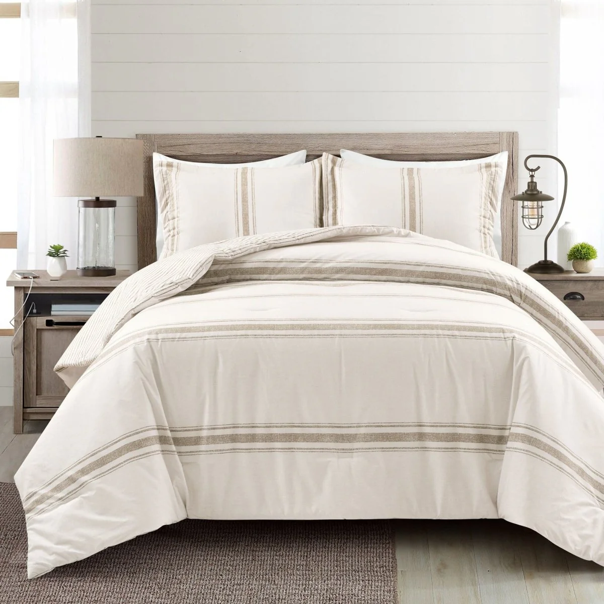 Farmhouse Stripe Reversible Comforter Set - Image 3