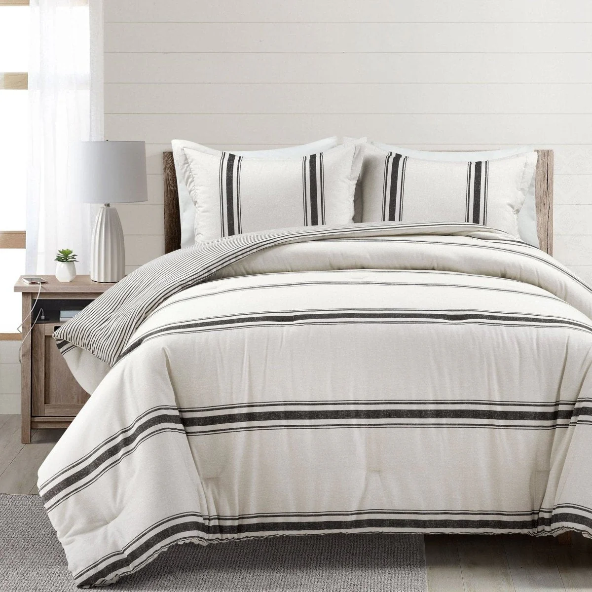 Farmhouse Stripe Reversible Comforter Set - Image 38