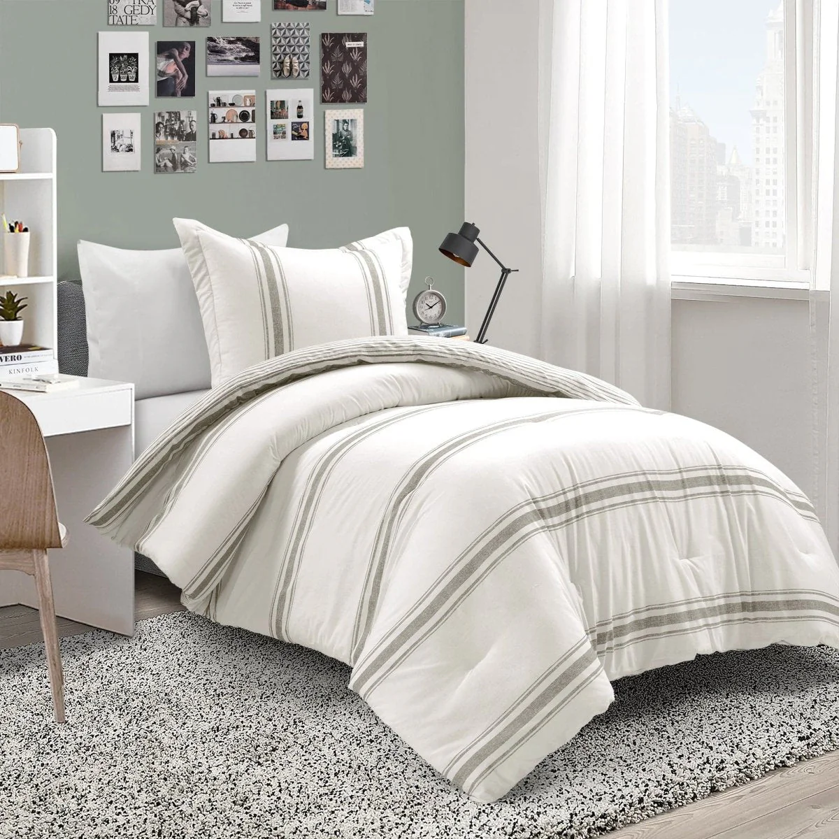 Farmhouse Stripe Reversible Comforter Set - Image 4