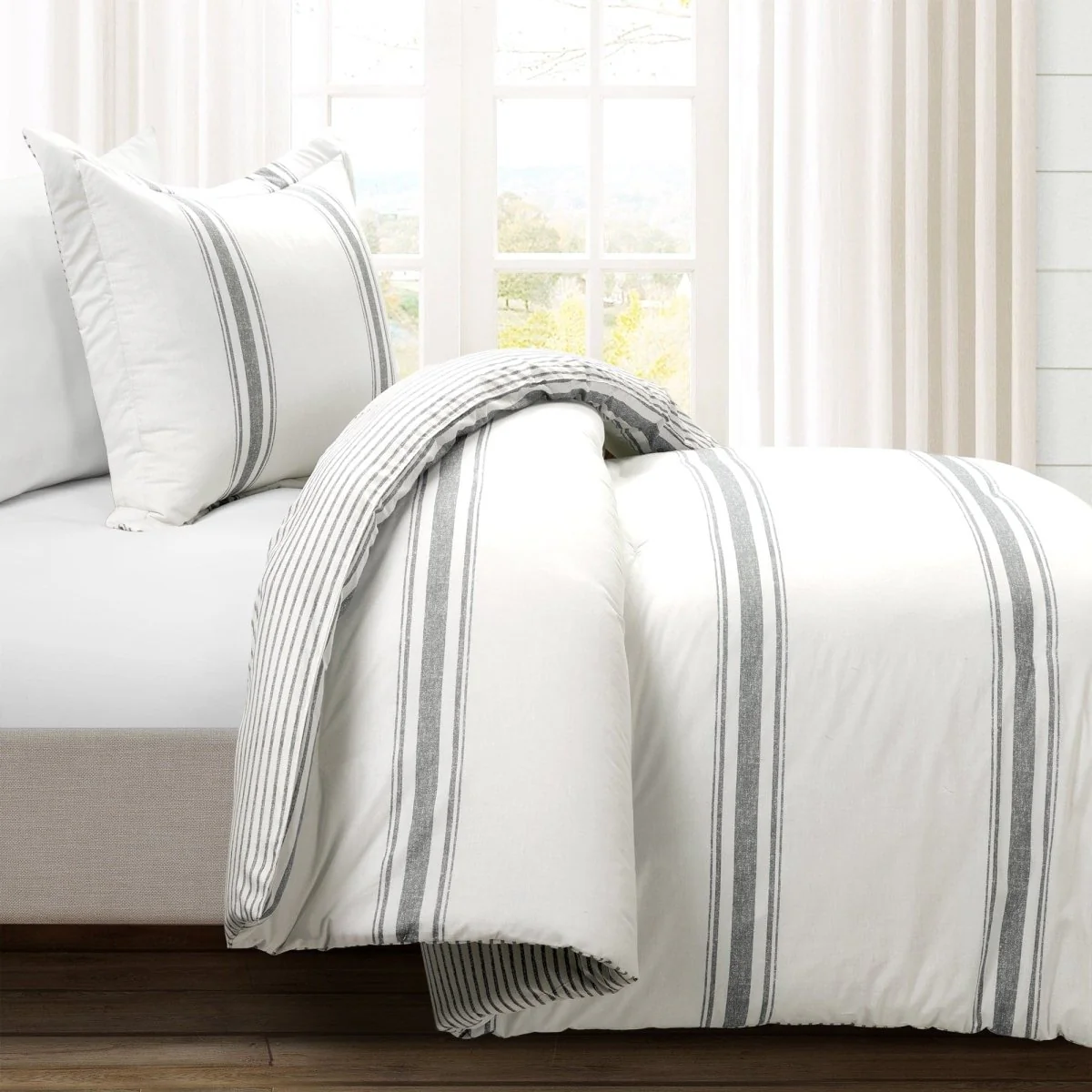Farmhouse Stripe Reversible Comforter Set - Image 60