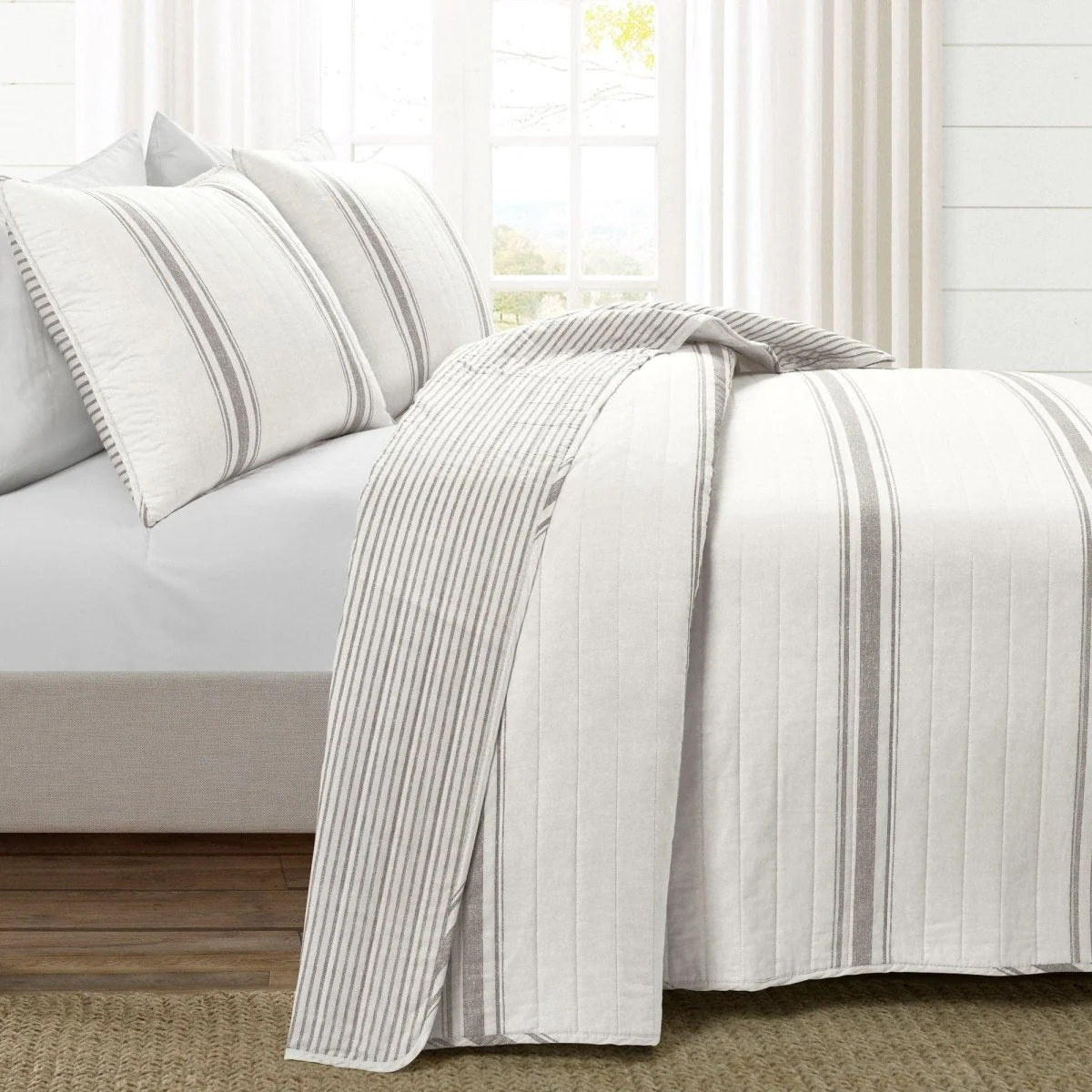 Farmhouse Stripe Reversible Cotton Quilt Set - Image 10