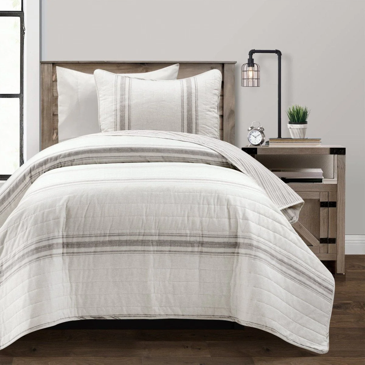 Farmhouse Stripe Reversible Cotton Quilt Set - Image 11