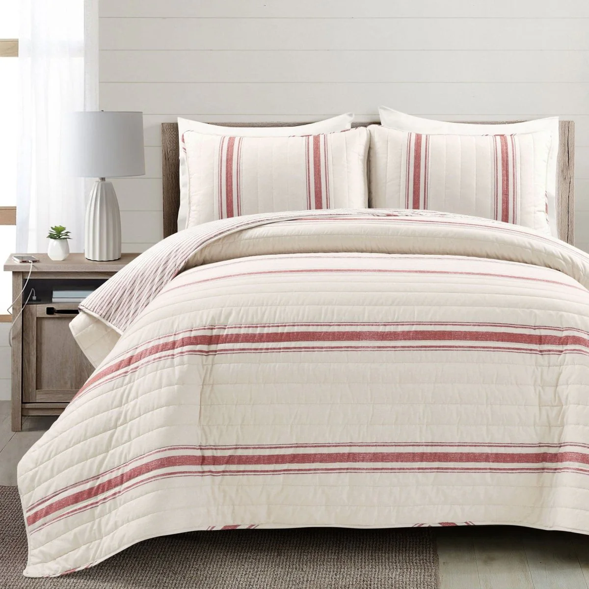 Farmhouse Stripe Reversible Cotton Quilt Set - Image 17