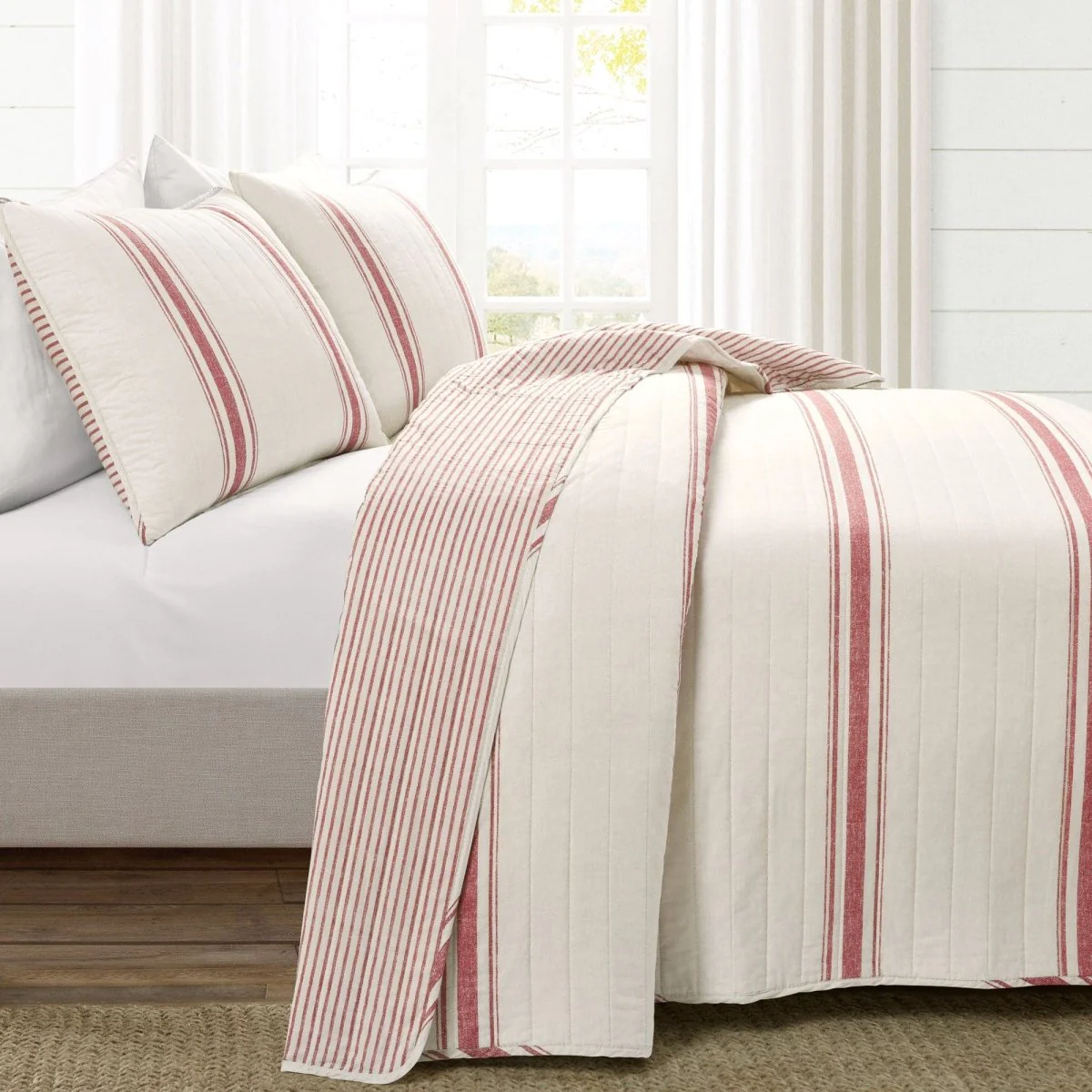 Farmhouse Stripe Reversible Cotton Quilt Set - Image 18