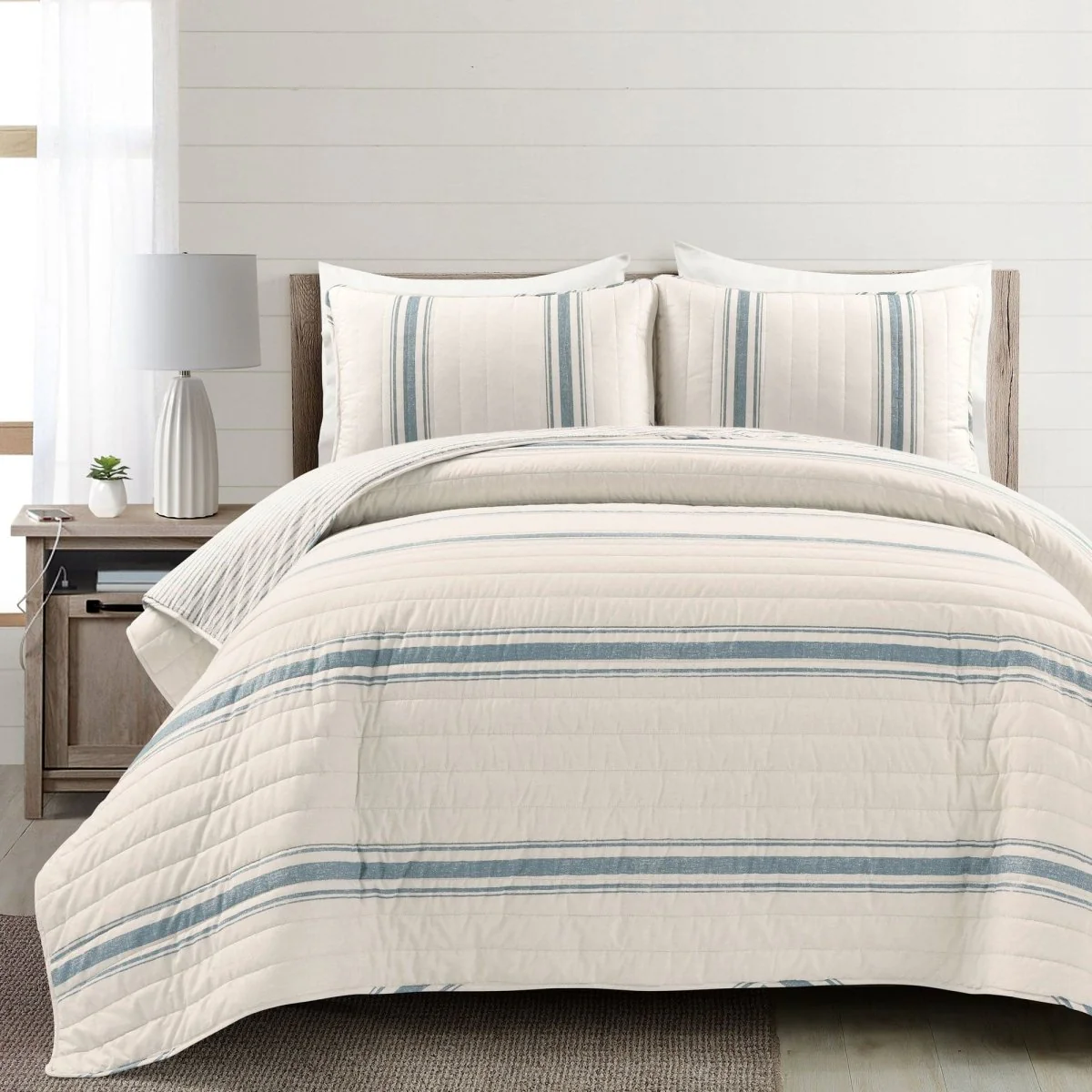 Farmhouse Stripe Reversible Cotton Quilt Set - Image 24
