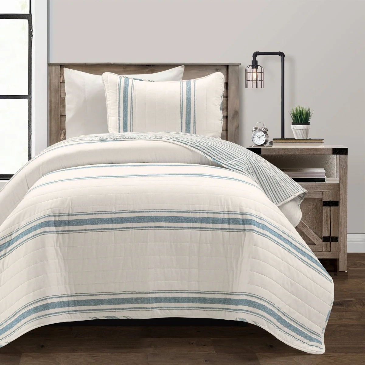 Farmhouse Stripe Reversible Cotton Quilt Set - Image 25