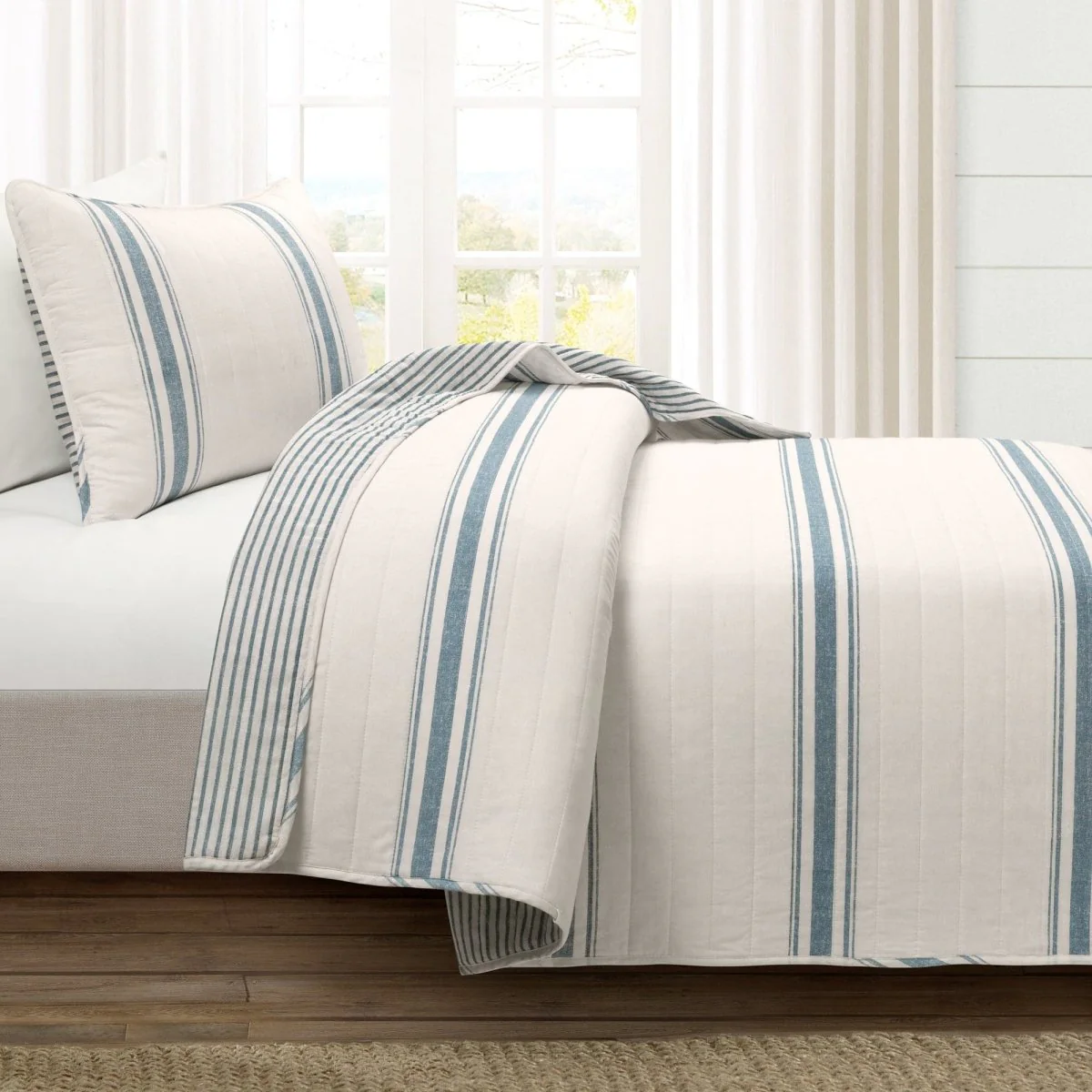 Farmhouse Stripe Reversible Cotton Quilt Set - Image 26