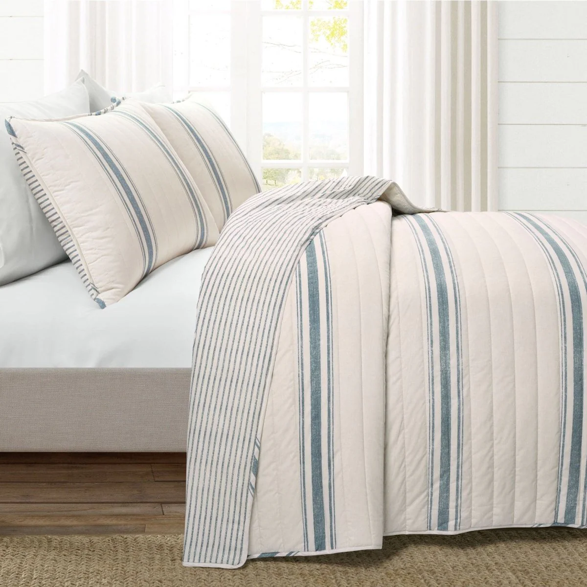 Farmhouse Stripe Reversible Cotton Quilt Set - Image 27