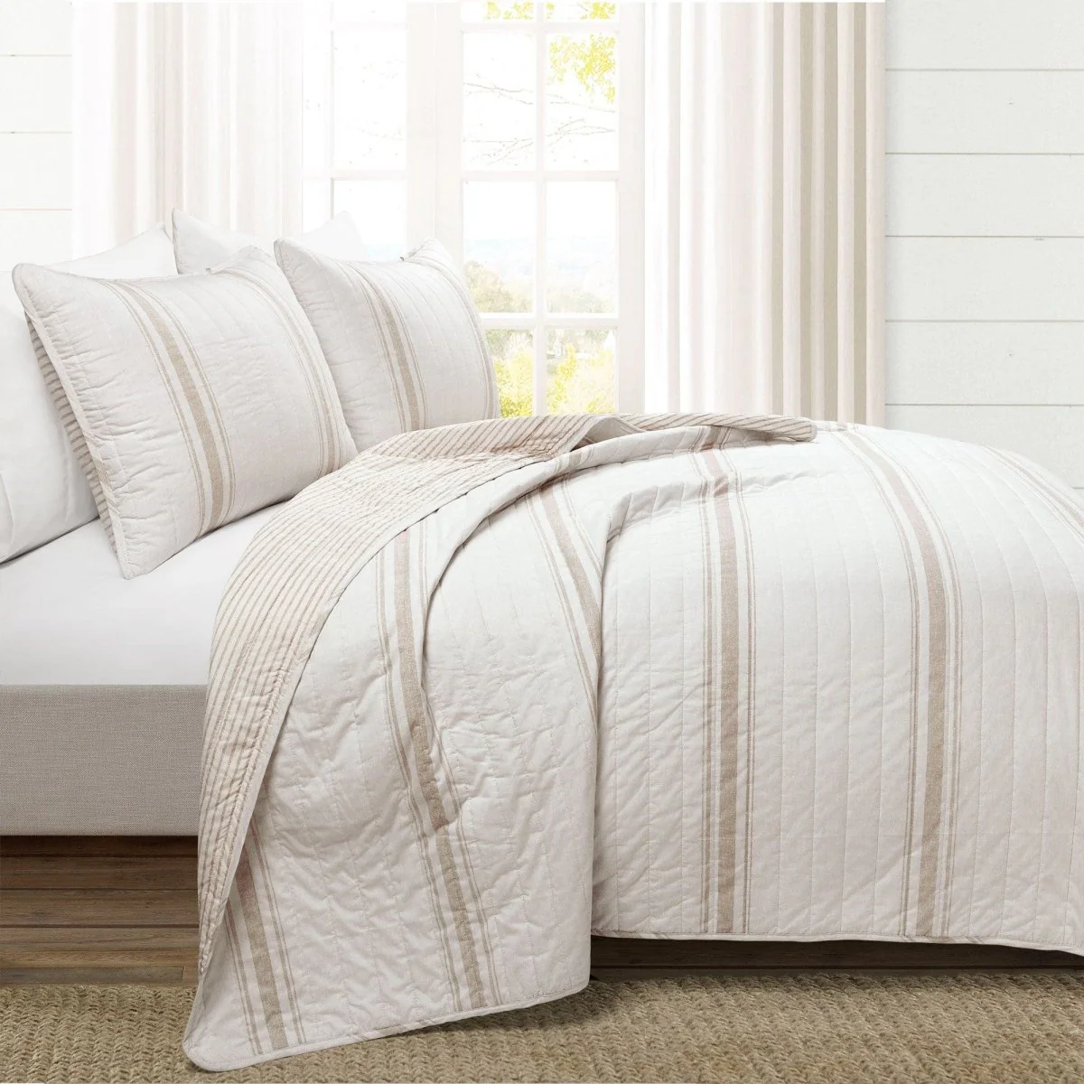 Farmhouse Stripe Reversible Cotton Quilt Set - Image 33