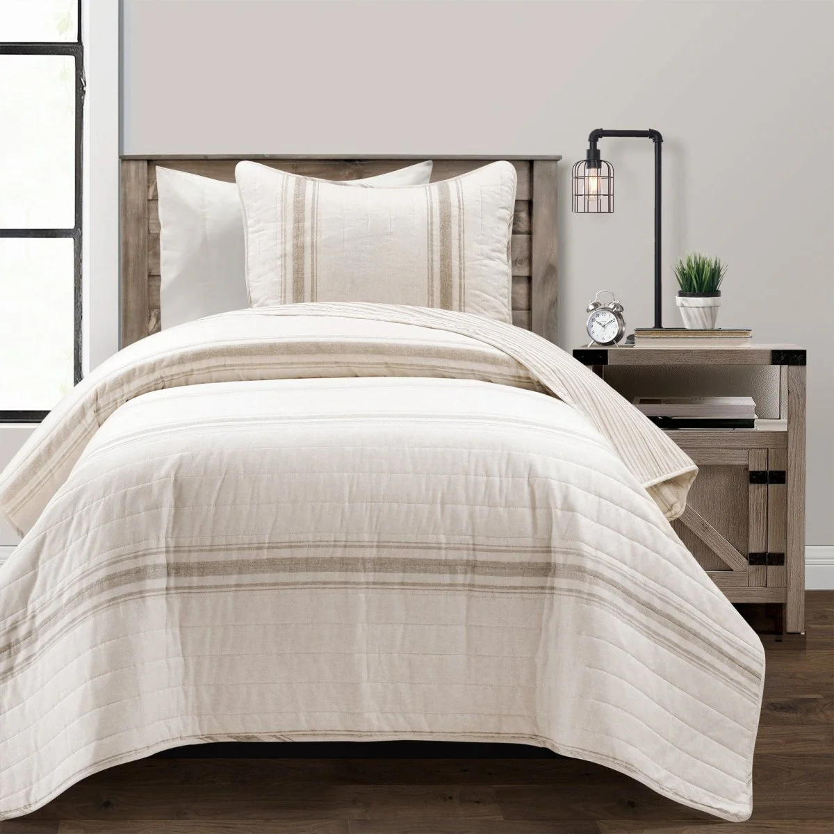 Farmhouse Stripe Reversible Cotton Quilt Set - Image 34