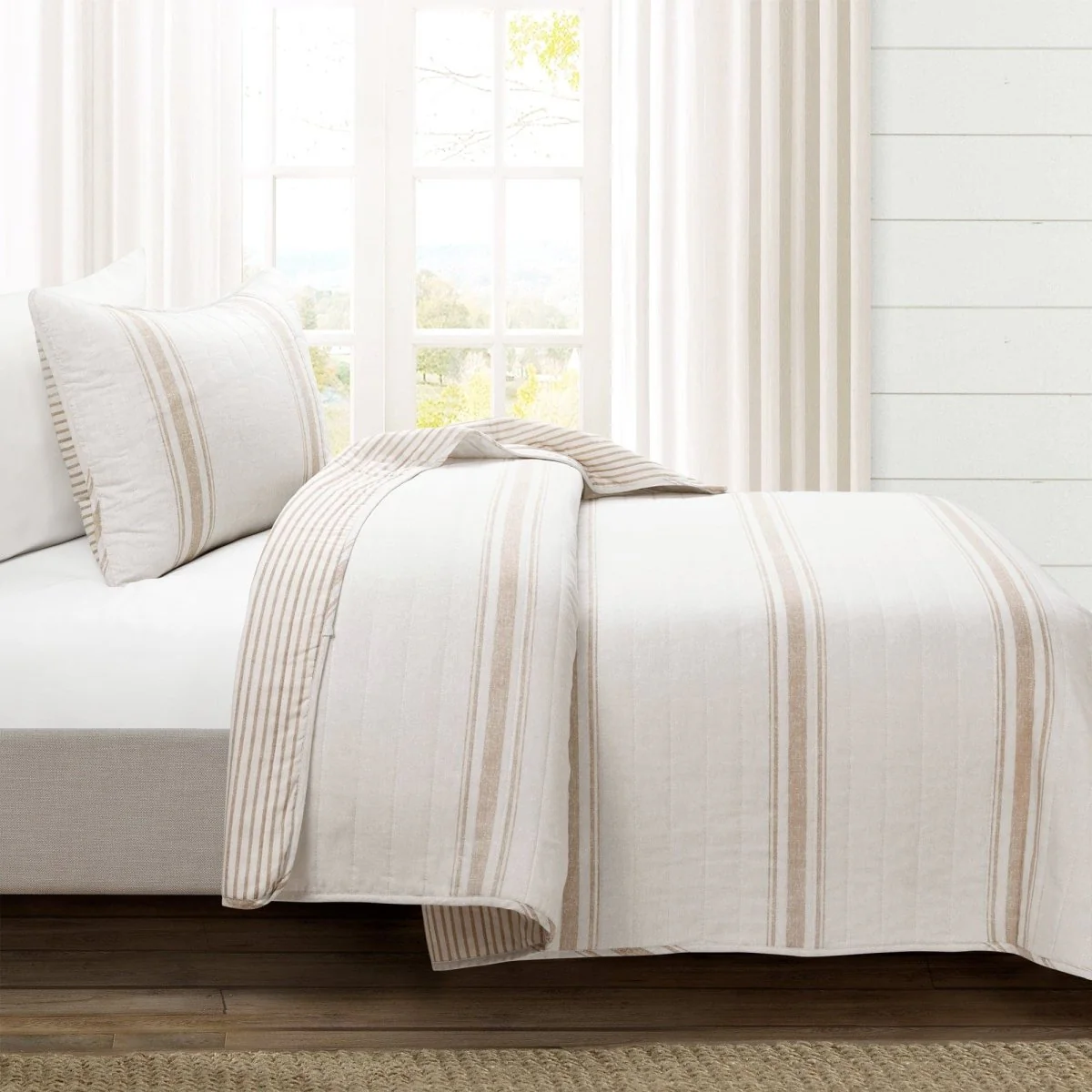 Farmhouse Stripe Reversible Cotton Quilt Set - Image 35