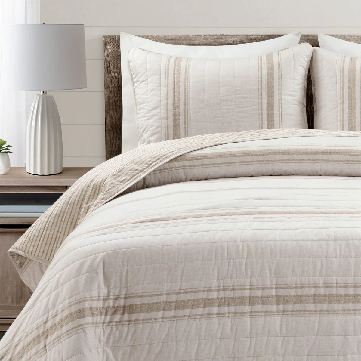 Farmhouse Stripe Reversible Cotton Quilt Set - Image 36