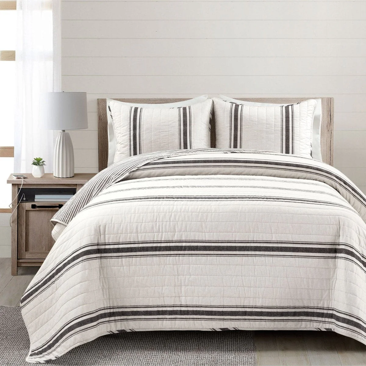 Farmhouse Stripe Reversible Cotton Quilt Set - Image 41