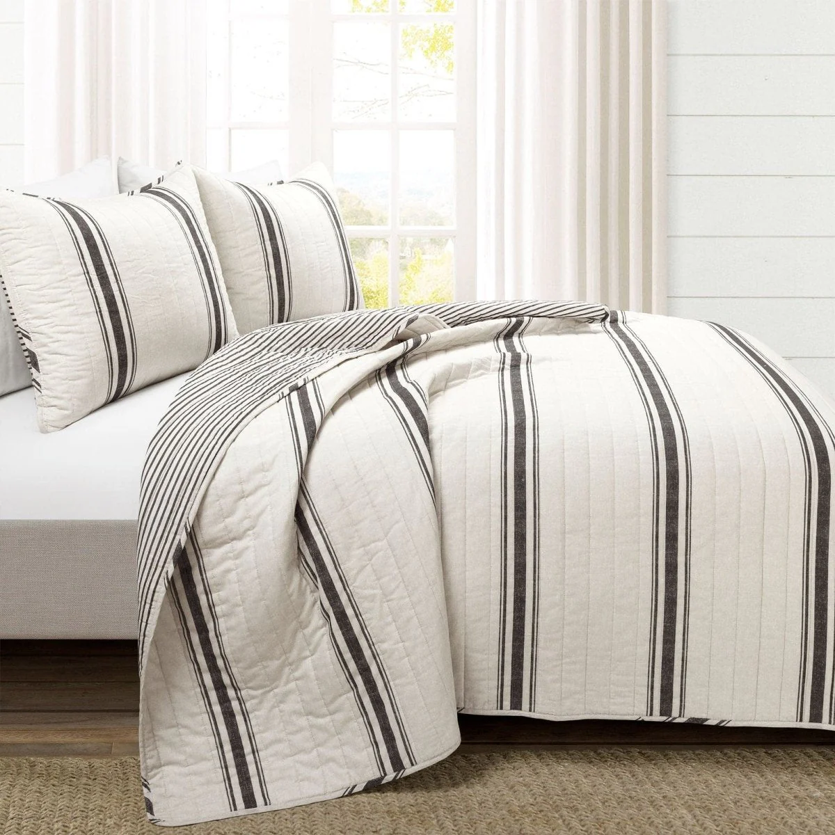 Farmhouse Stripe Reversible Cotton Quilt Set - Image 42