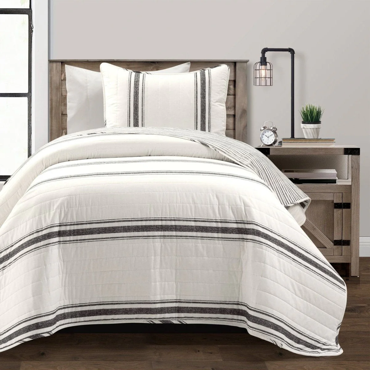 Farmhouse Stripe Reversible Cotton Quilt Set - Image 45