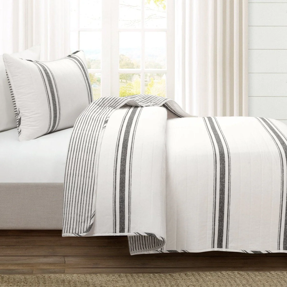 Farmhouse Stripe Reversible Cotton Quilt Set - Image 46