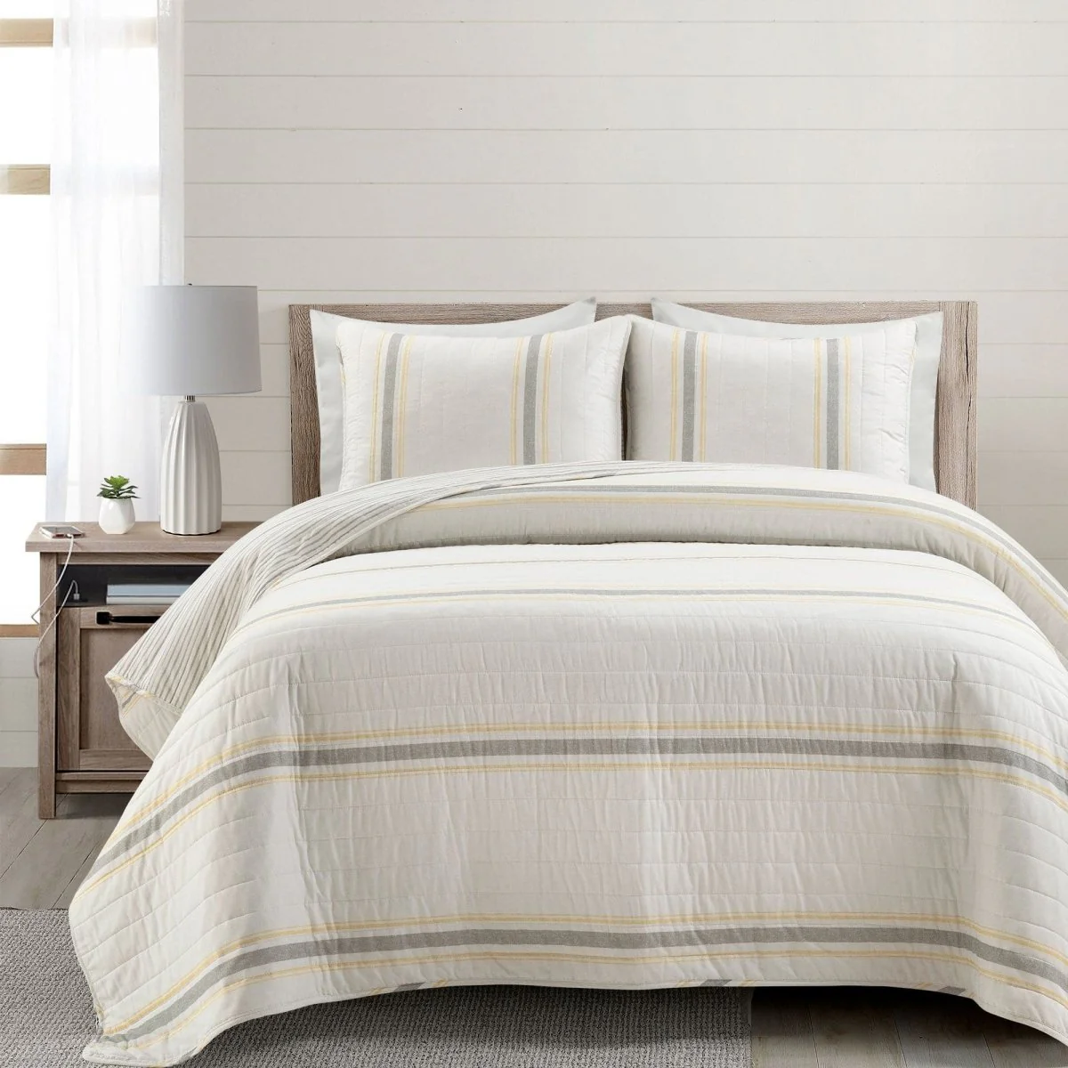 Farmhouse Stripe Reversible Cotton Quilt Set - Image 50