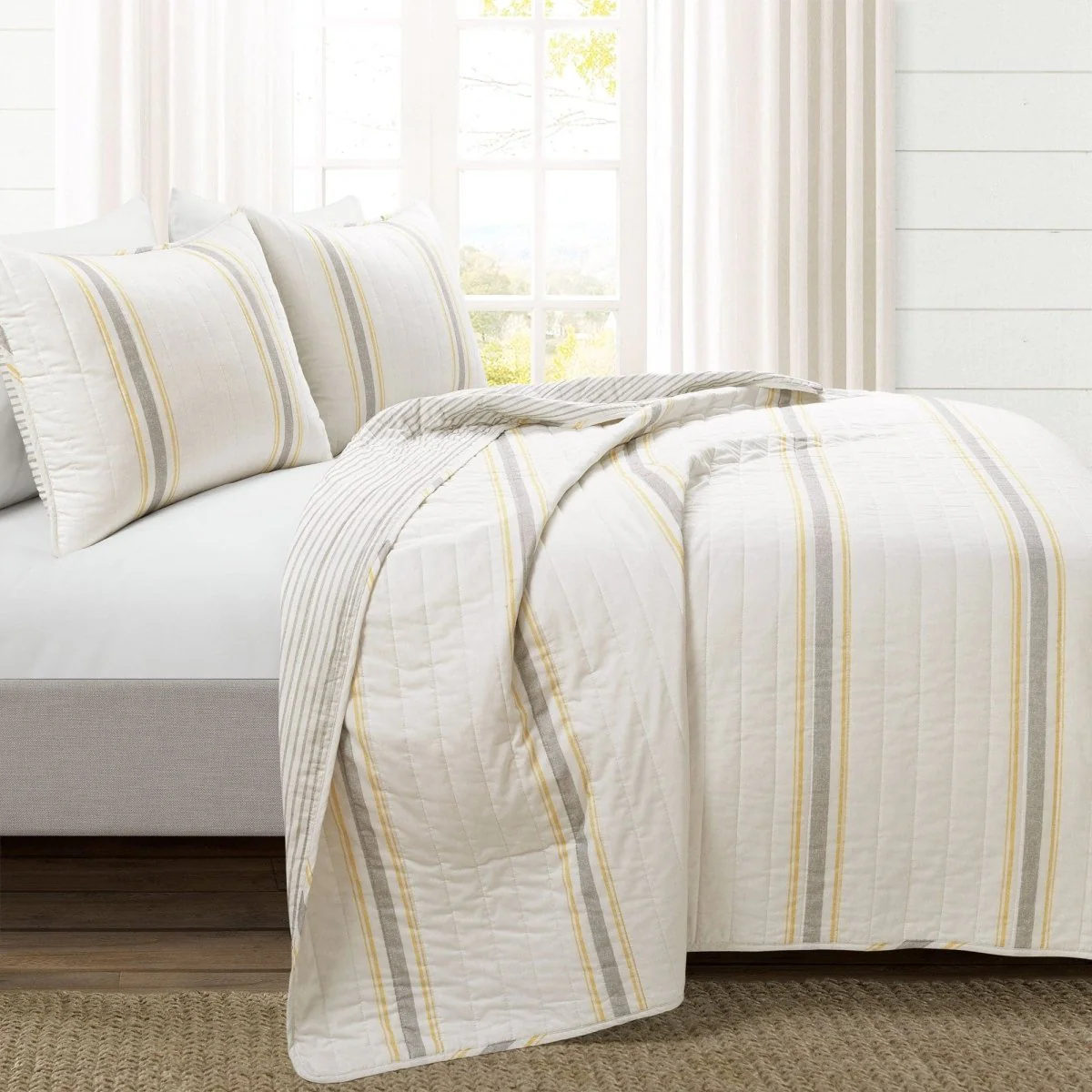 Farmhouse Stripe Reversible Cotton Quilt Set - Image 51