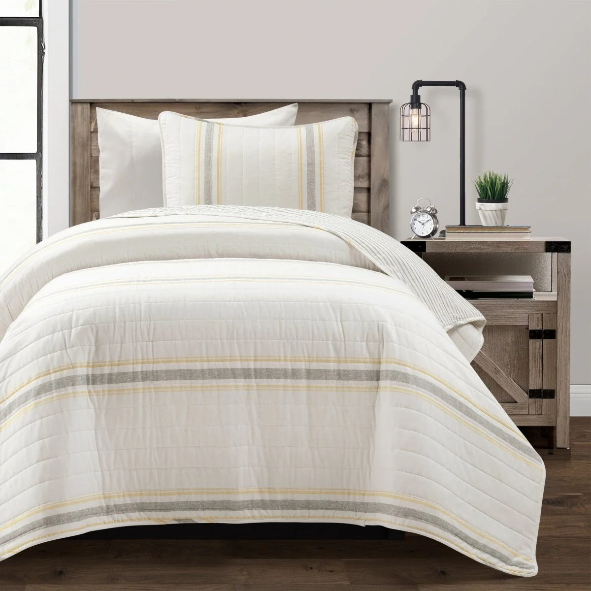 Farmhouse Stripe Reversible Cotton Quilt Set - Image 53