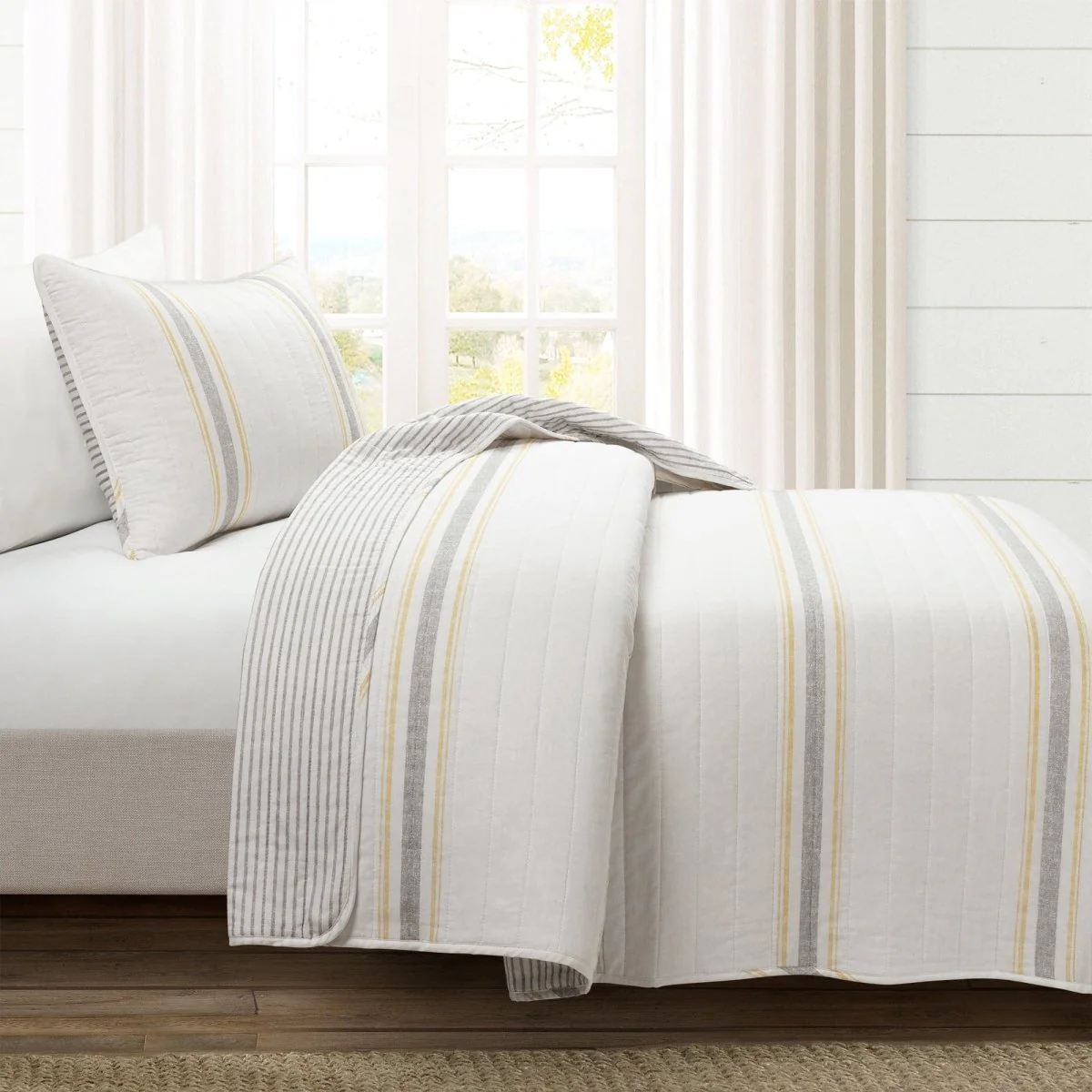 Farmhouse Stripe Reversible Cotton Quilt Set - Image 54