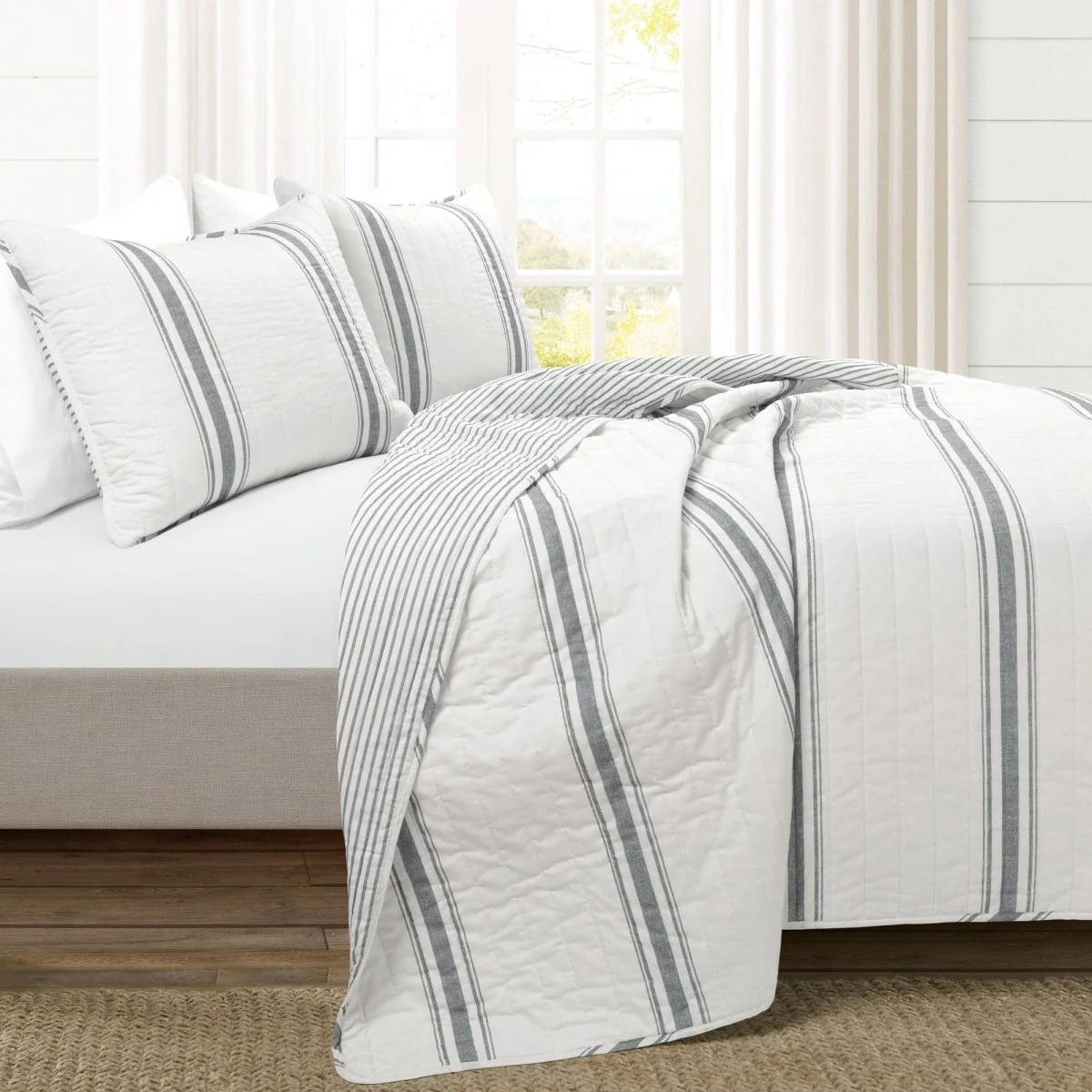 Farmhouse Stripe Reversible Cotton Quilt Set - Image 60