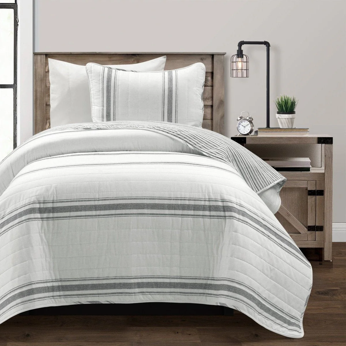 Farmhouse Stripe Reversible Cotton Quilt Set - Image 61