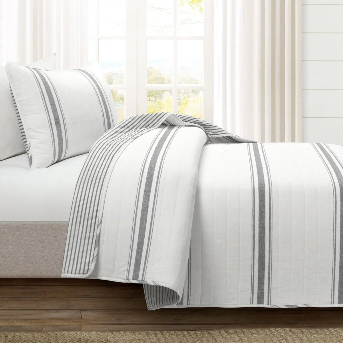 Farmhouse Stripe Reversible Cotton Quilt Set - Image 62