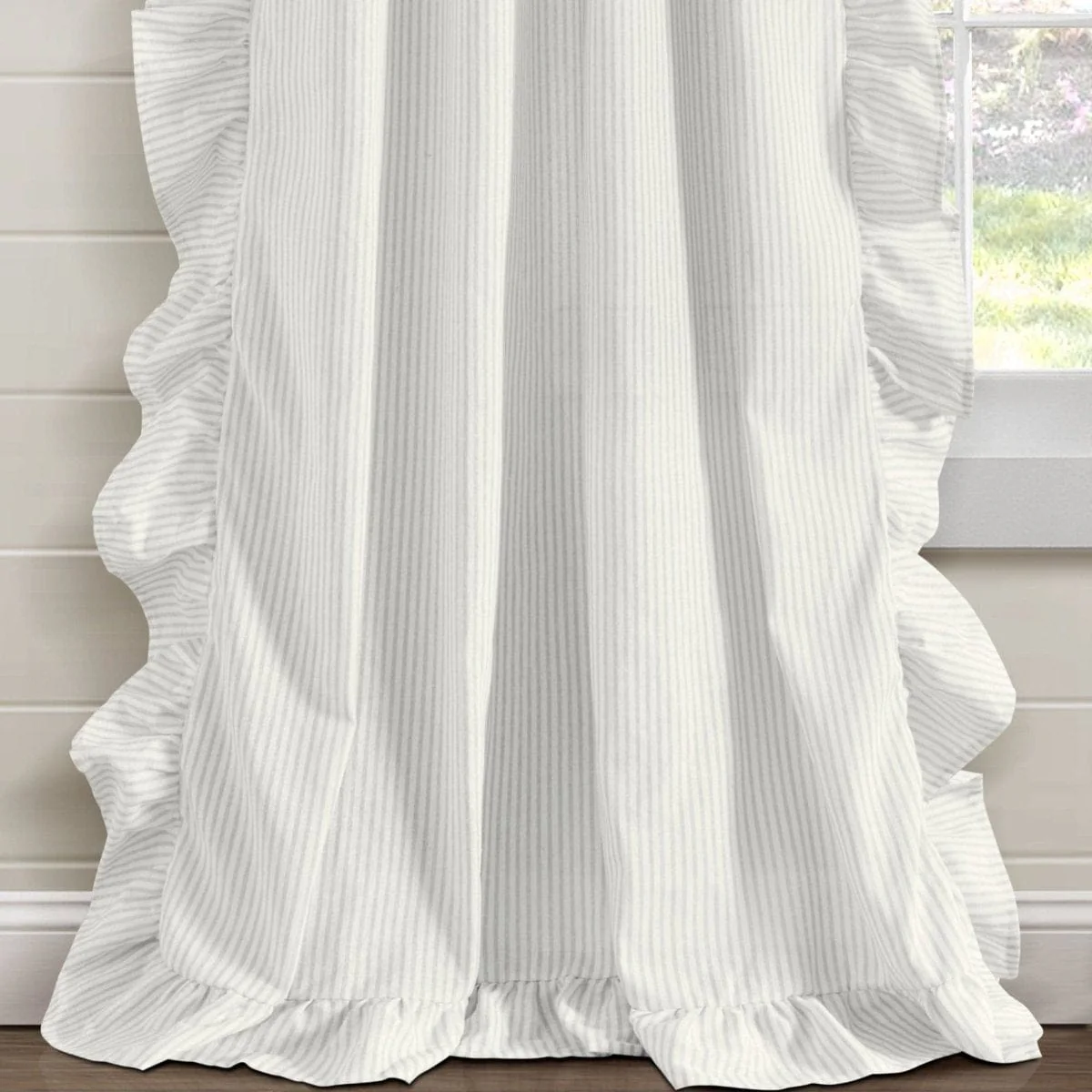 Farmhouse Stripe Reyna Ruffle Window Curtain Panel Set - Image 11