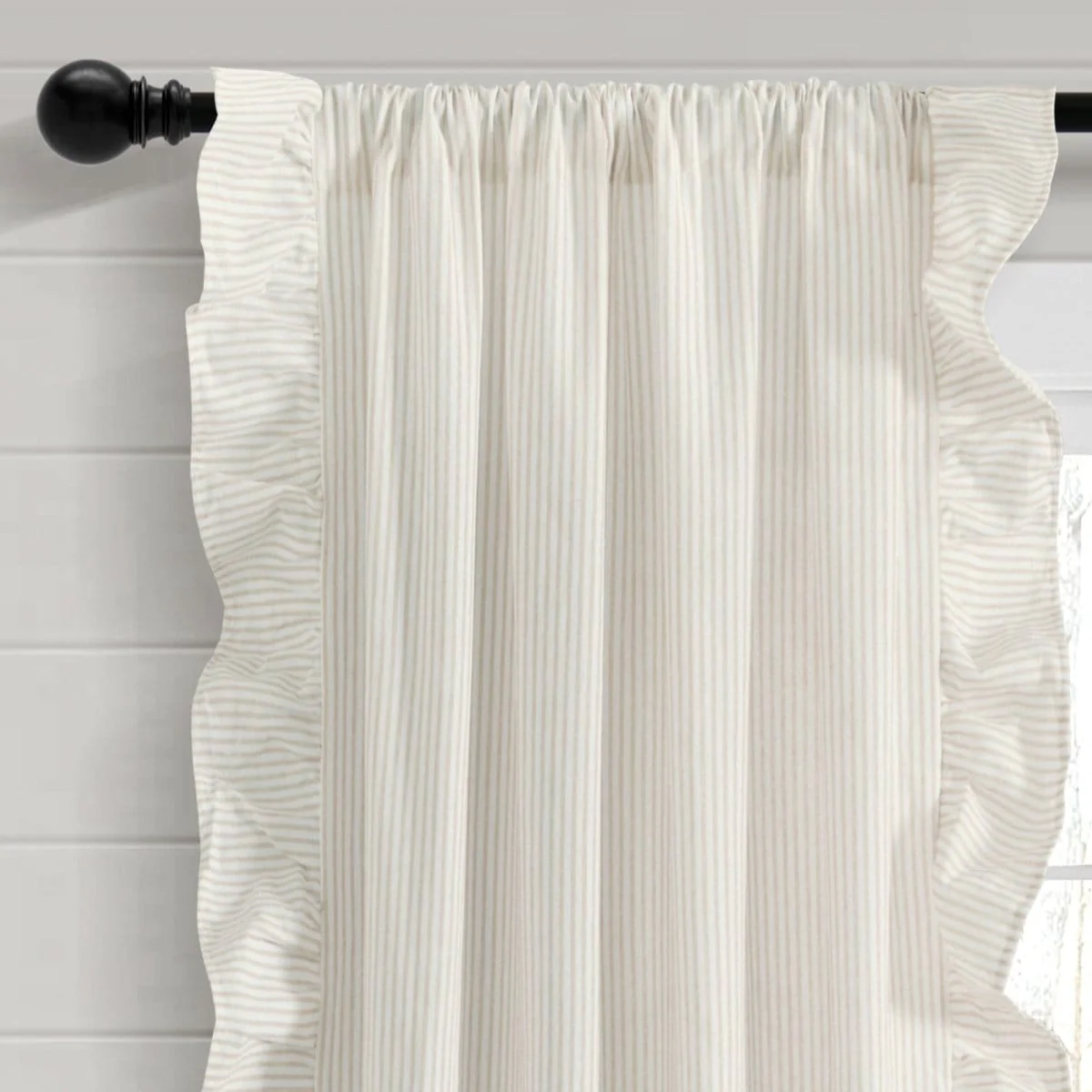 Farmhouse Stripe Reyna Ruffle Window Curtain Panel Set - Image 14