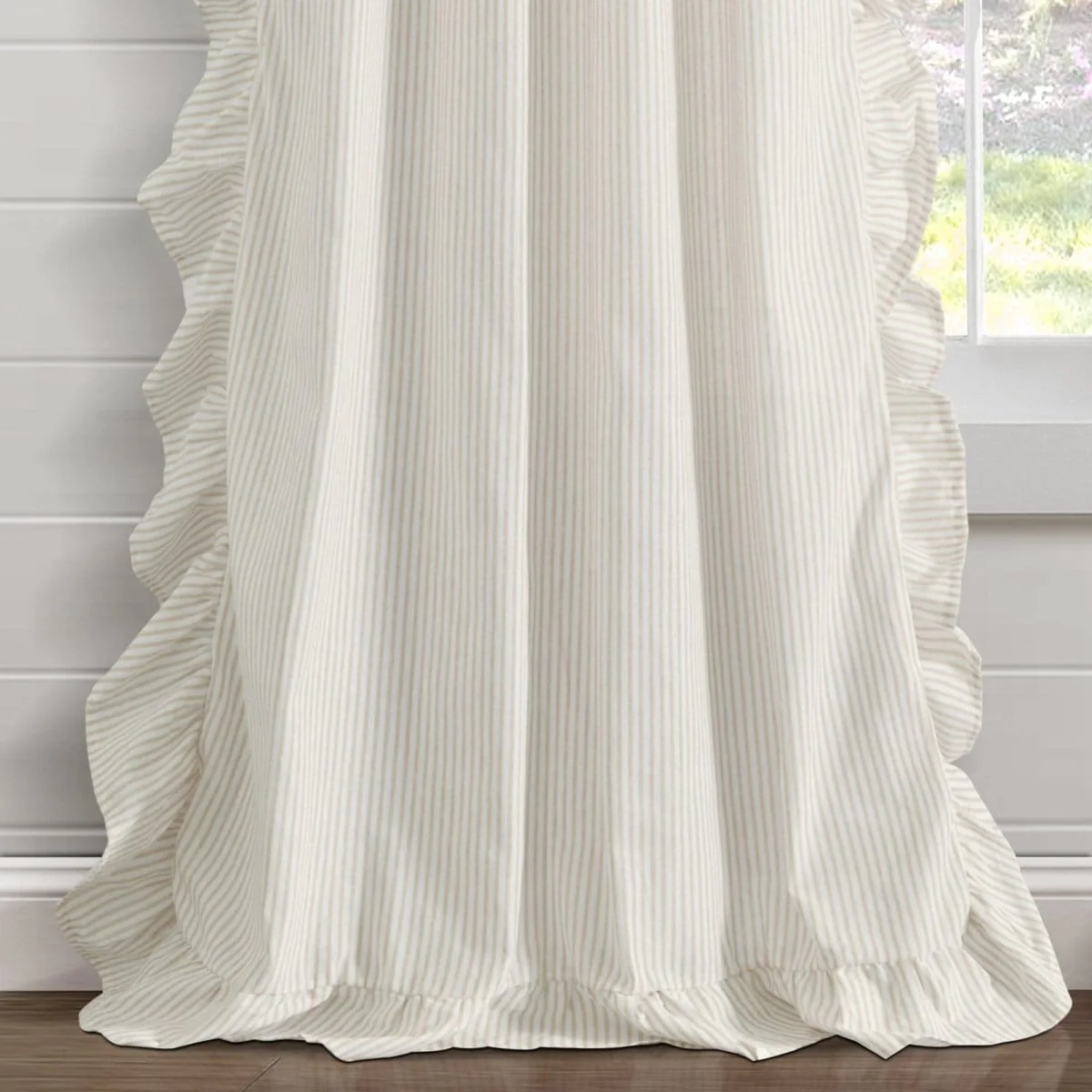 Farmhouse Stripe Reyna Ruffle Window Curtain Panel Set - Image 16