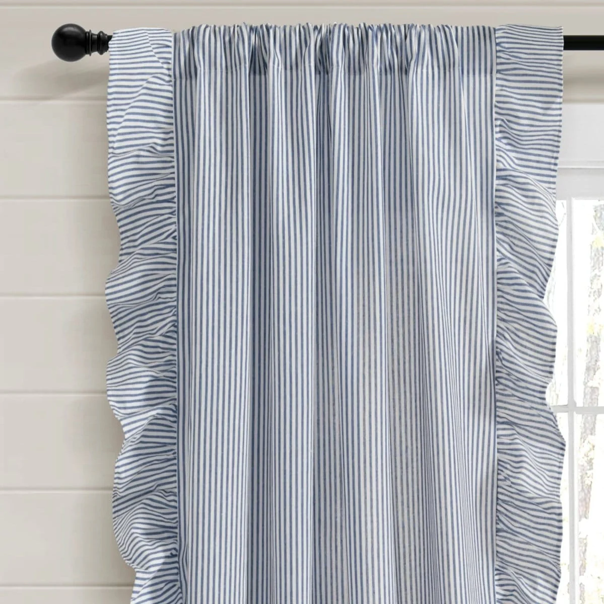 Farmhouse Stripe Reyna Ruffle Window Curtain Panel Set - Image 4