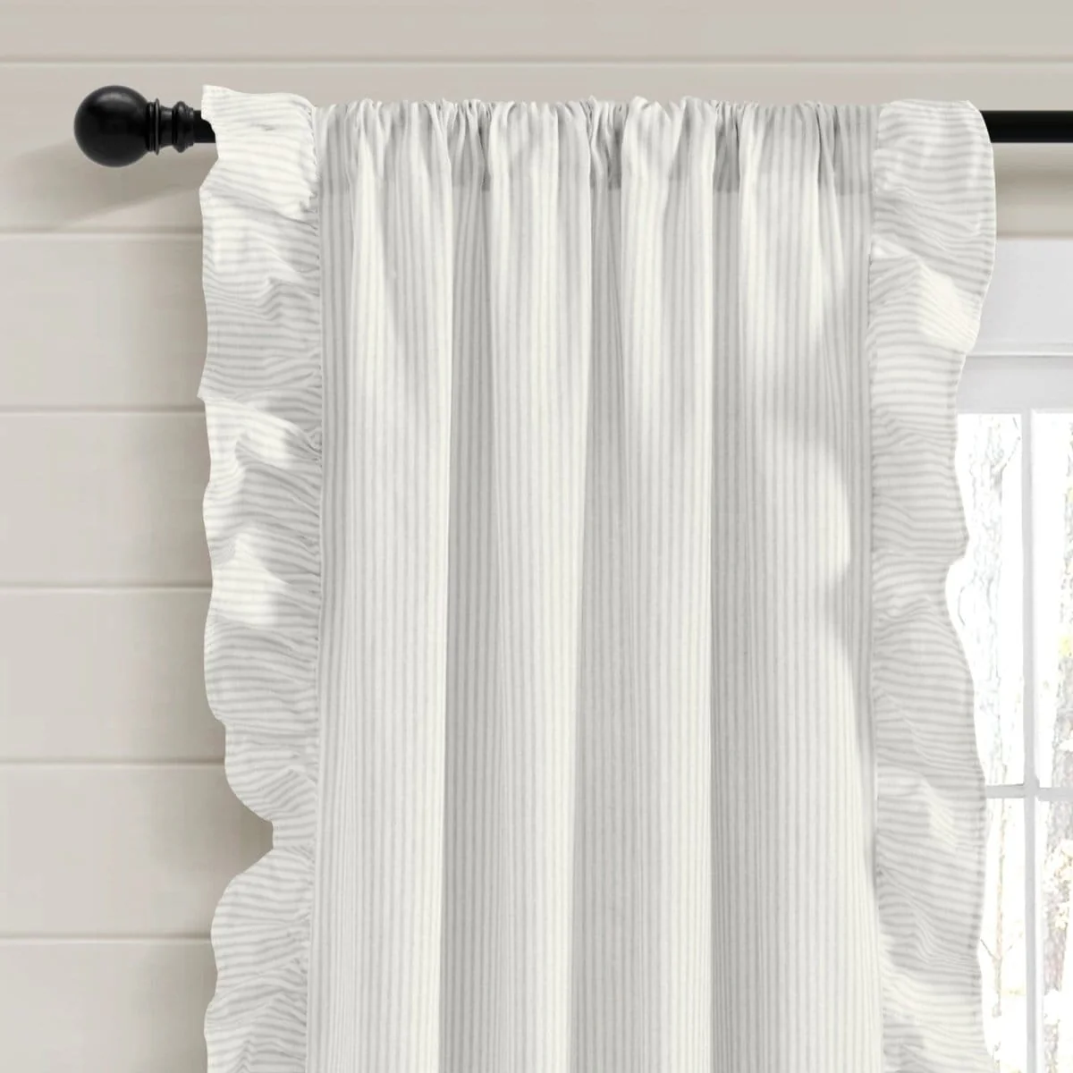 Farmhouse Stripe Reyna Ruffle Window Curtain Panel Set - Image 9