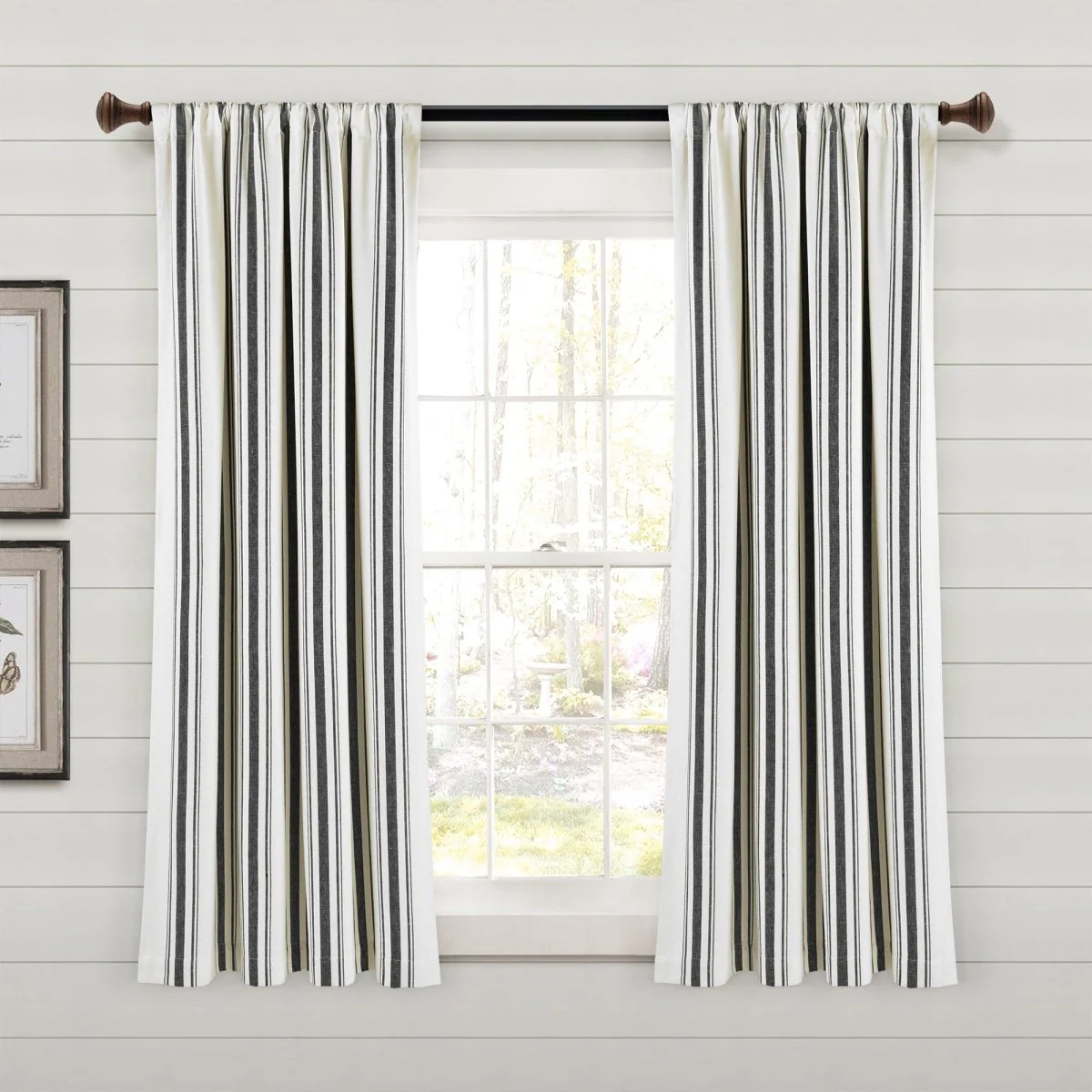 Farmhouse Stripe Yarn Dyed Recycled Cotton Blend Window Curtain Panel Set - Image 10
