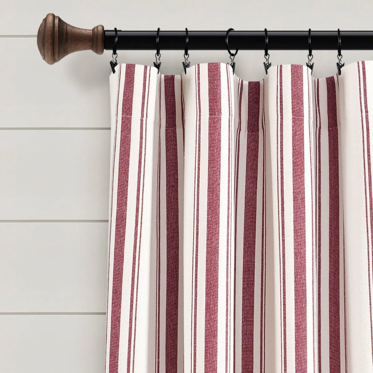 Farmhouse Stripe Yarn Dyed Recycled Cotton Blend Window Curtain Panel Set - Image 11