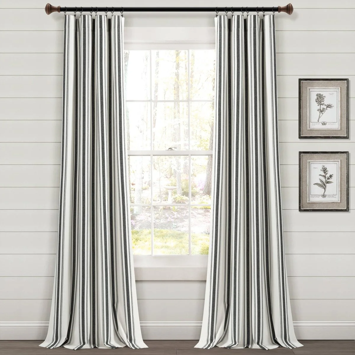 Farmhouse Stripe Yarn Dyed Recycled Cotton Blend Window Curtain Panel Set - Image 2