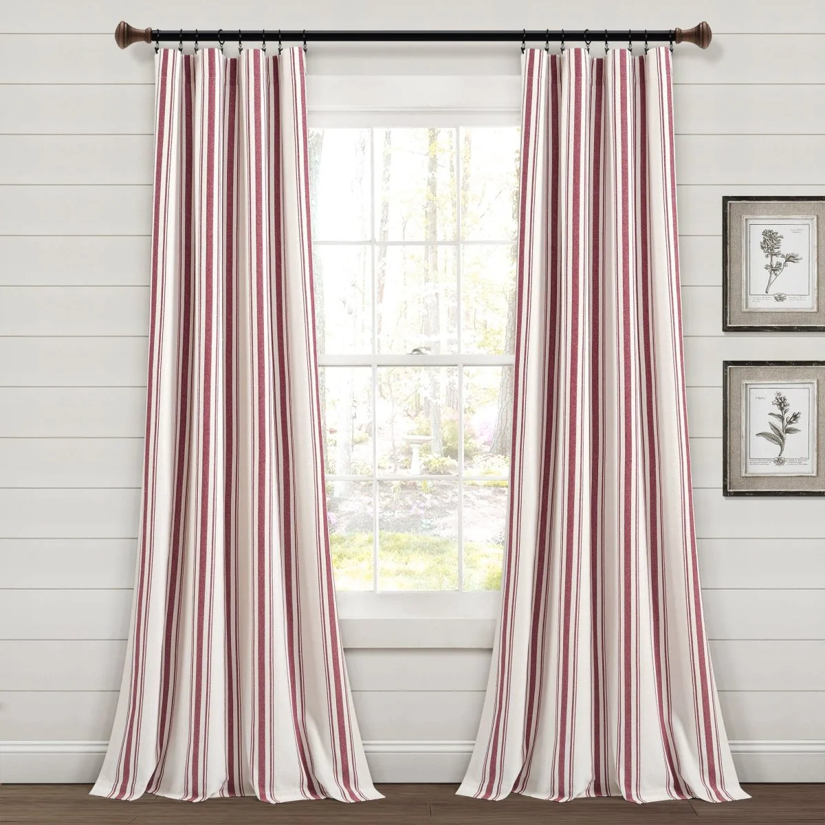 Farmhouse Stripe Yarn Dyed Recycled Cotton Blend Window Curtain Panel Set - Image 4