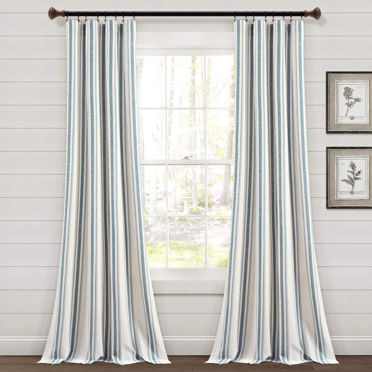 Farmhouse Stripe Yarn Dyed Recycled Cotton Blend Window Curtain Panel Set - Image 6