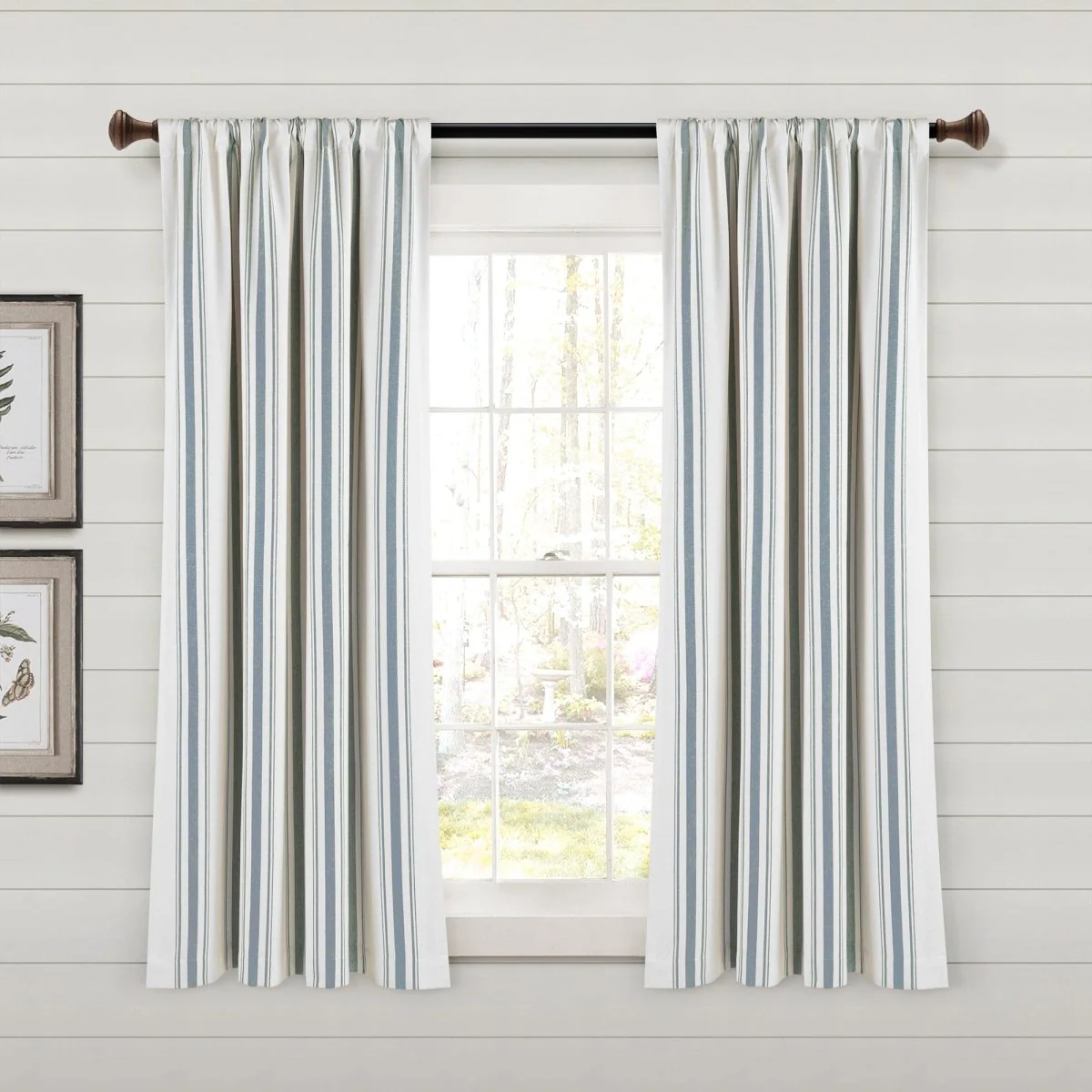 Farmhouse Stripe Yarn Dyed Recycled Cotton Blend Window Curtain Panel Set - Image 7