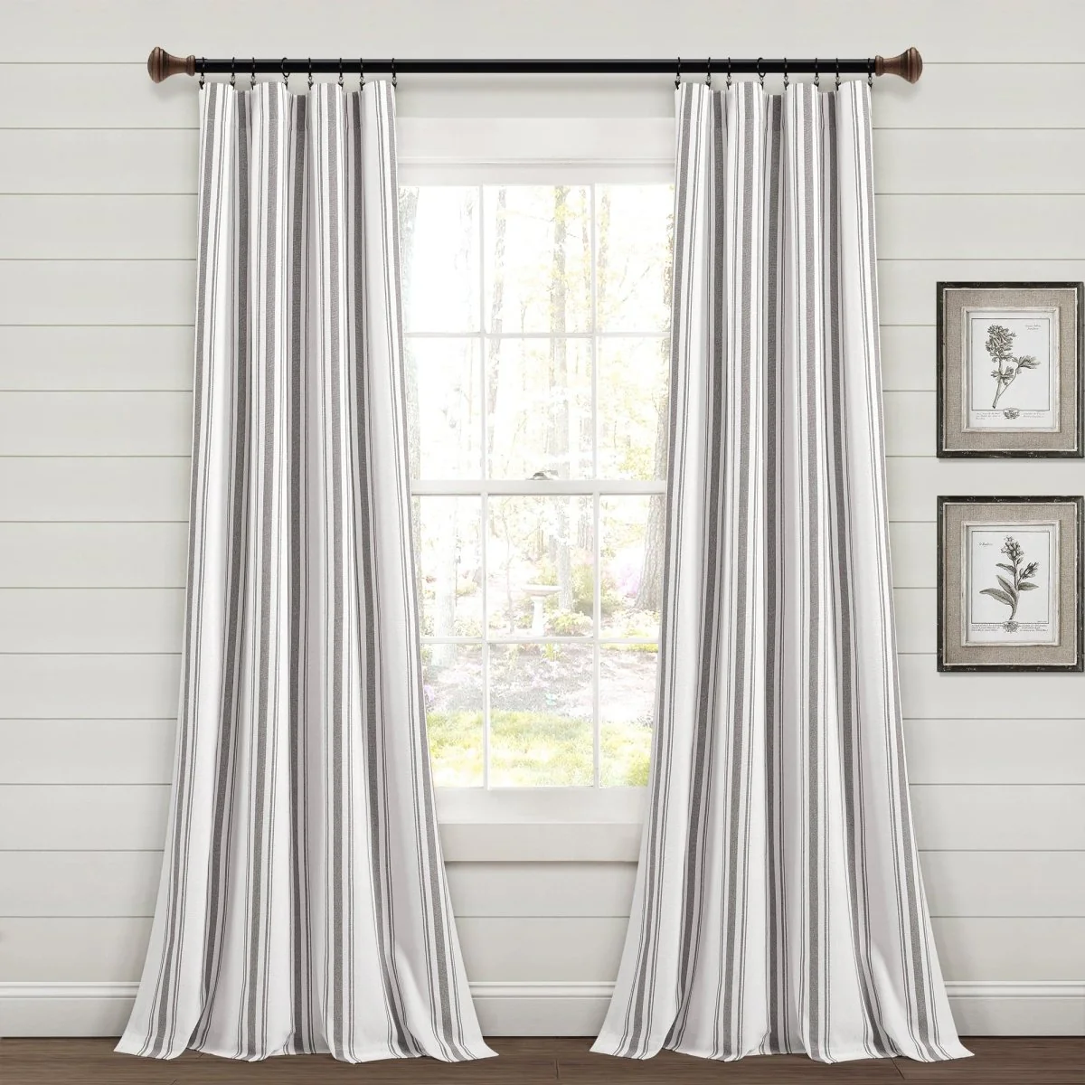 Farmhouse Stripe Yarn Dyed Recycled Cotton Blend Window Curtain Panel Set - Image 8