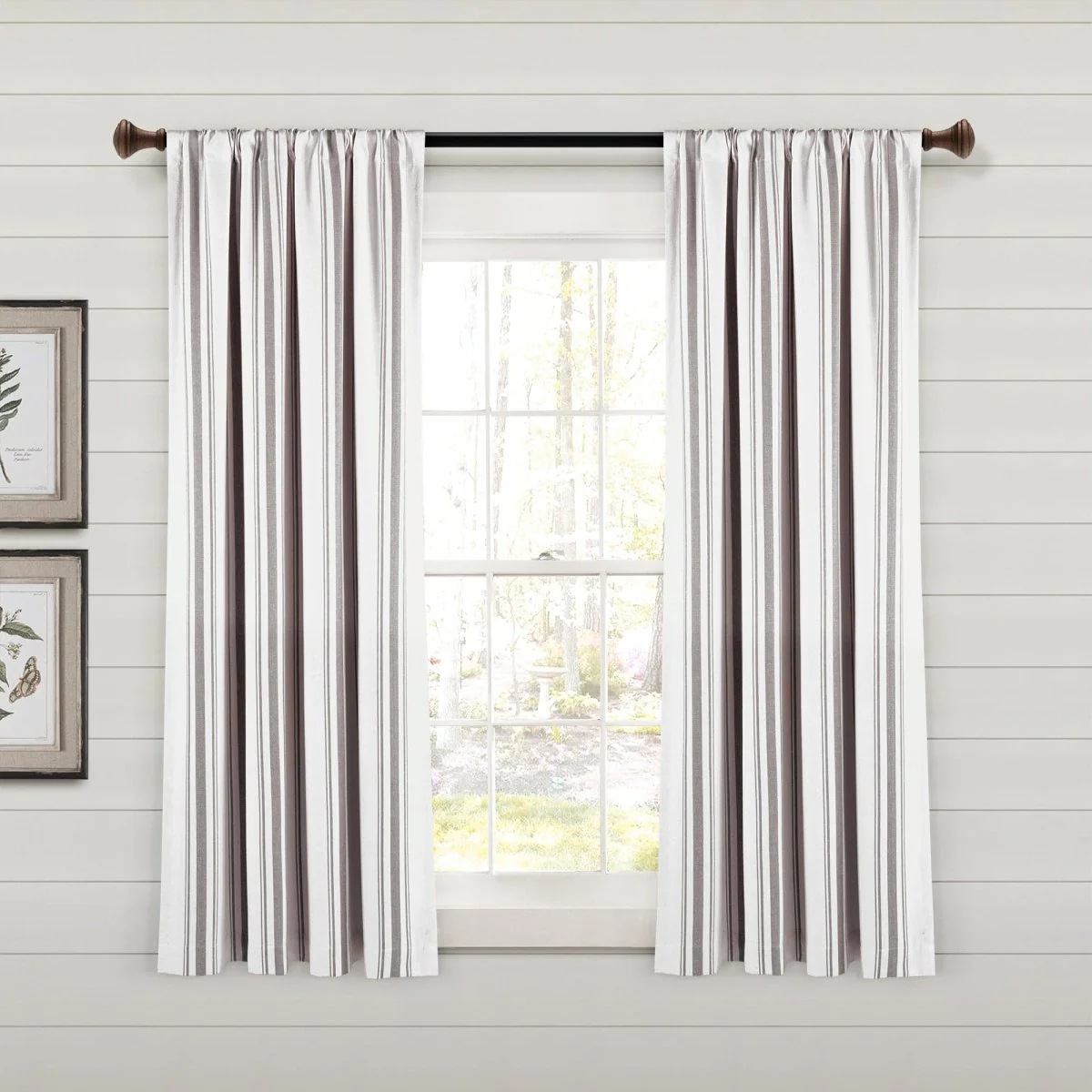 Farmhouse Stripe Yarn Dyed Recycled Cotton Blend Window Curtain Panel Set - Image 9